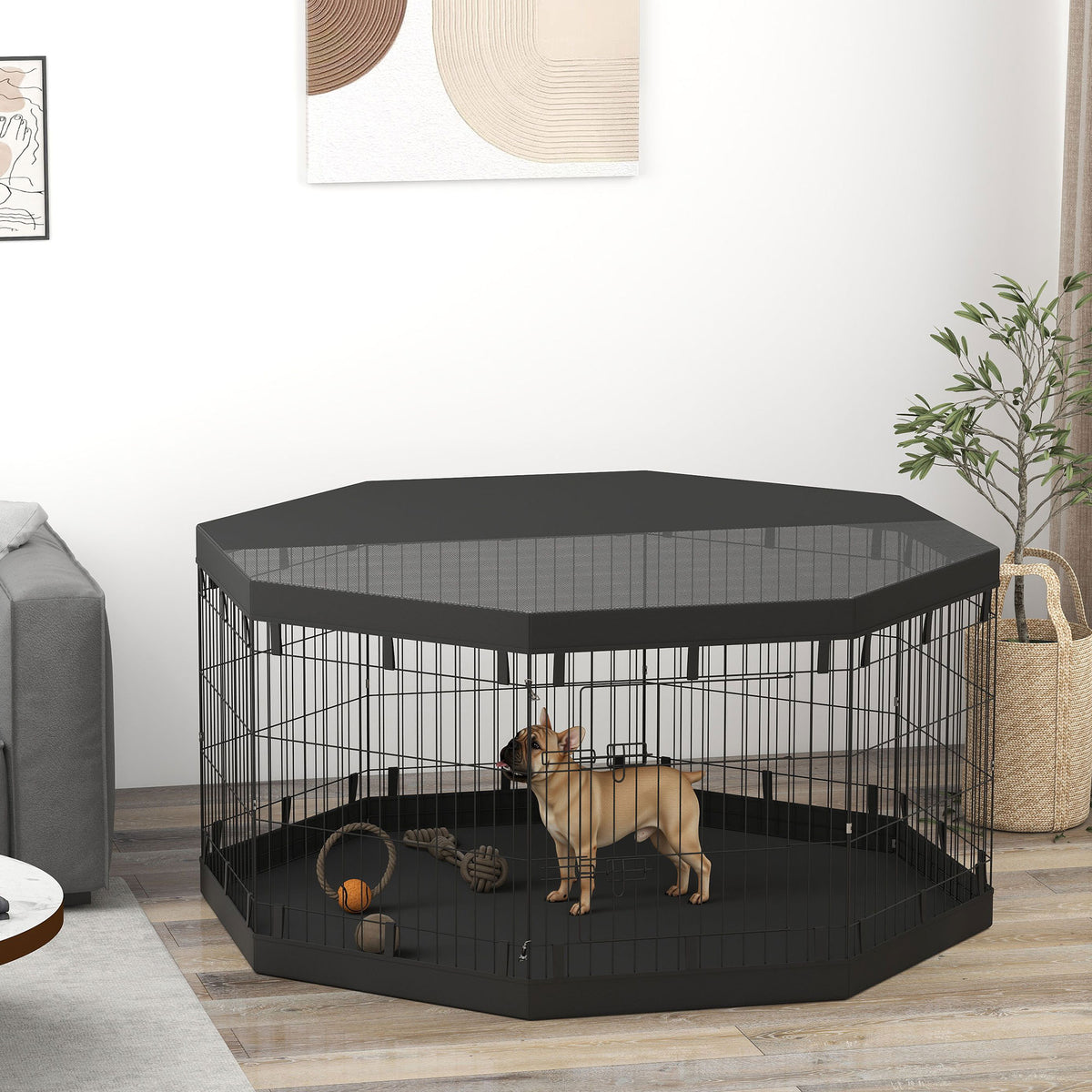 Puppyren, 76 cm hoog/ca. 2,5 m², 8 panelen, grondzeil, combi-dakzeil (2)