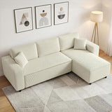 3-zitsbank met chaise longue, woonkamerbank met ribstof, 2 extra kussens, gestoffeerde bank, crèmewit (2)