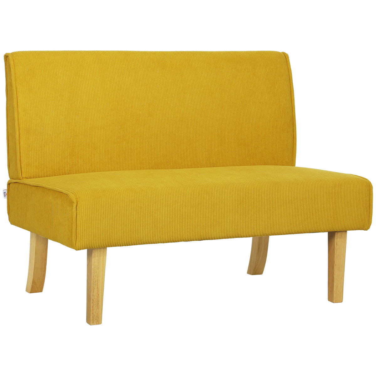 Tweezitsbank met corduroy bekleding, dikke bekleding en massief houten poten voor woonkamer, slaapkamer, kantoor
