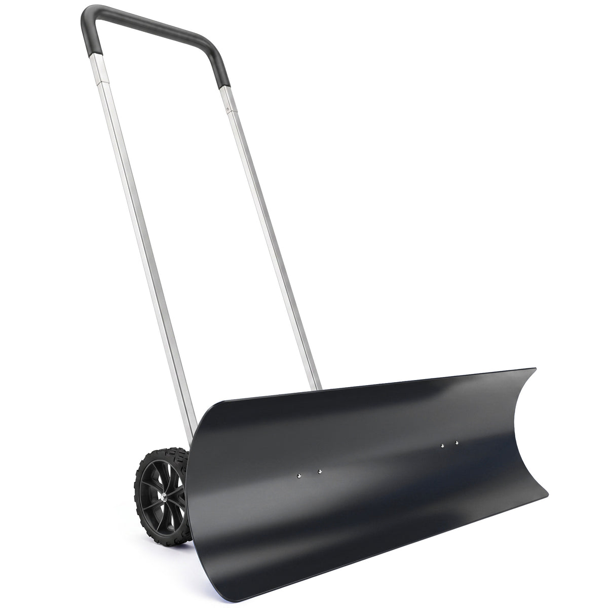 Grote sneeuwschuiver 95 cm extra breed aluminium sneeuwschep met wielen verstelbaar & antislip handgreep, schuin