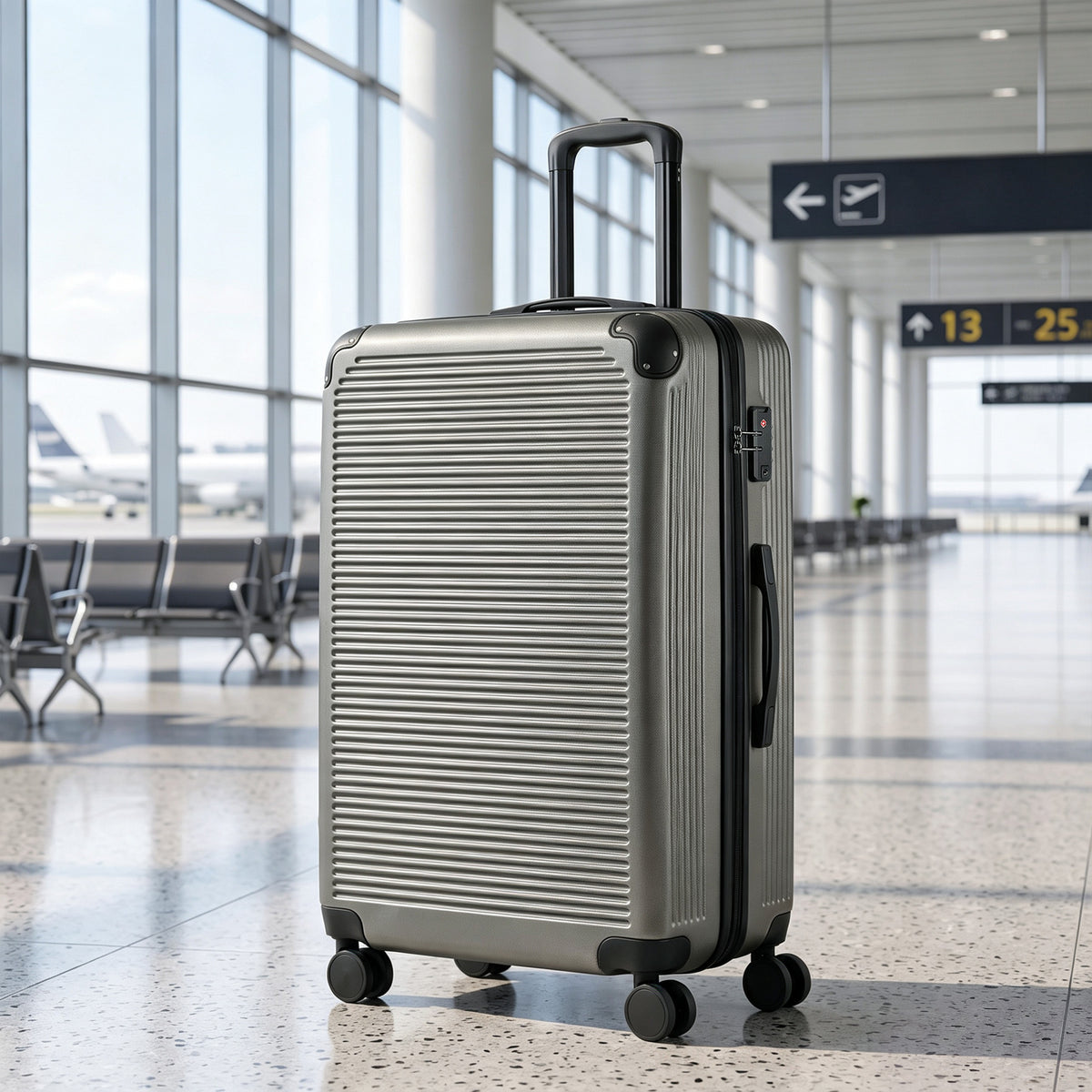 Reiskoffer hardcase uitbreidbaar rolkoffer trolley 4 wielen TSA-slot 77 cm donkergrijs (2)
