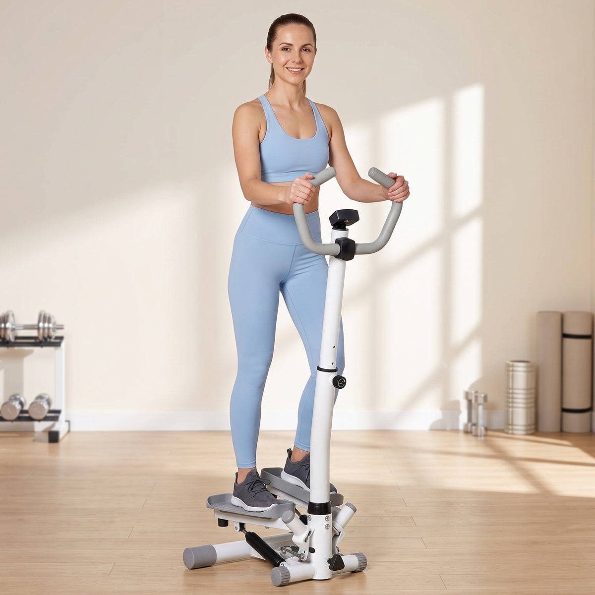 Stepper hometrainer voor thuis met LCD-scherm instelbare snelheid metaal ABS 55 x 53 x 118-128 cm (2)