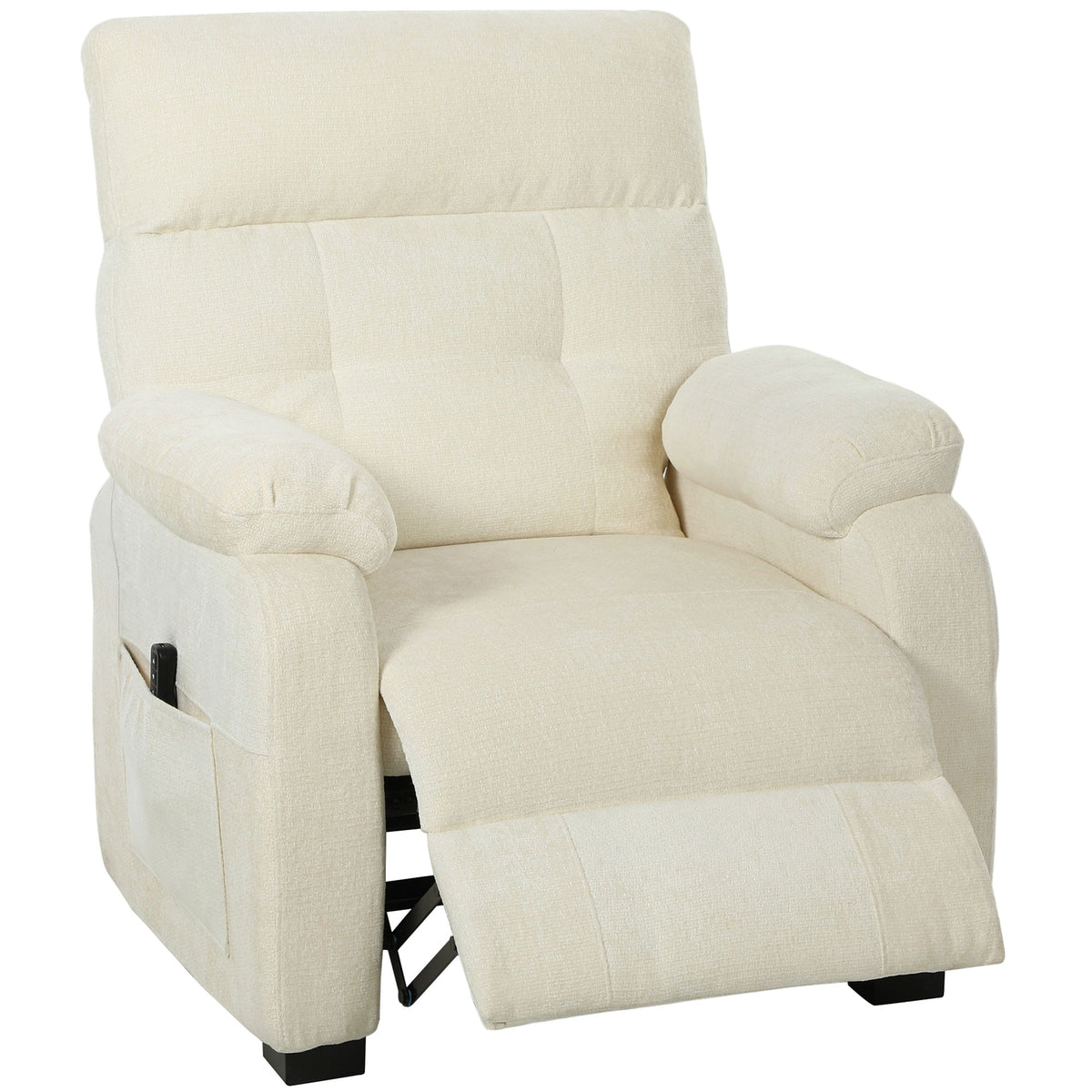 Elektrische relaxfauteuil, televisiefauteuil met voetensteun, zijvakken, borstelloze motor, USB-aansluiting