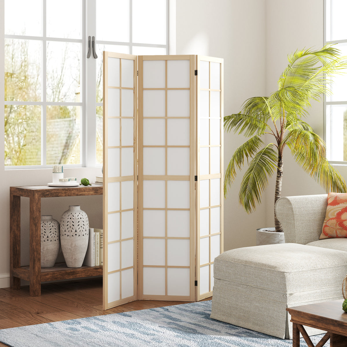 Opvouwbare ruimteverdeler, vrijstaand privacyscherm voor woonkamer, slaapkamer, kantoor, 120 x 170 cm (2)
