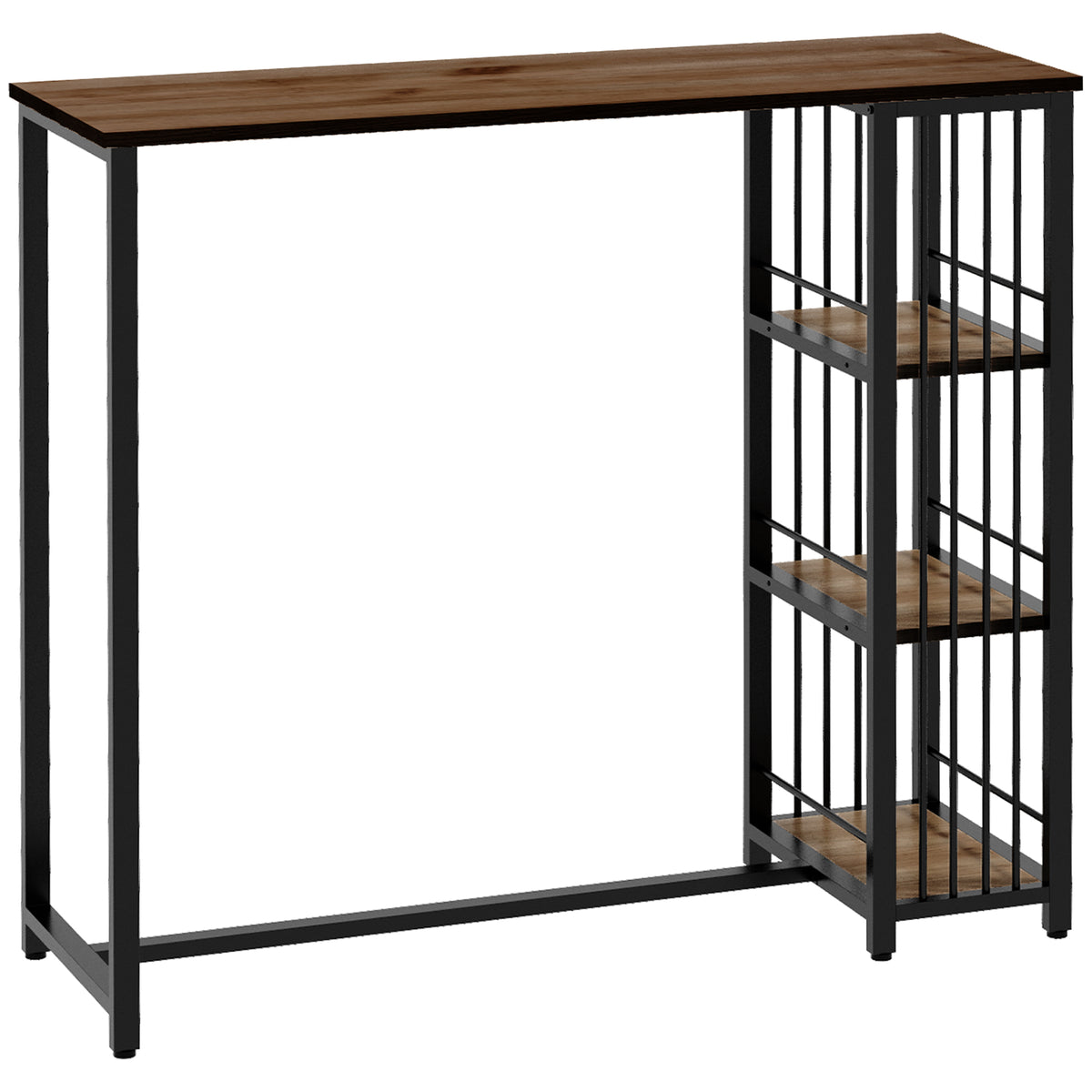 Bartafel statafel keukentoog, industrieel design, 3 legplanken, 120 x 40 x 105 cm; zwart + bruin