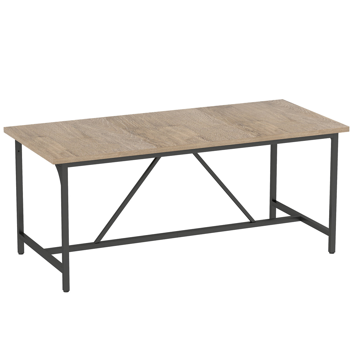 Eettafel voor 6-8 personen, moderne rechthoekige keukentafel met houtlook, 180 x 80 x 75,5 cm, natuur