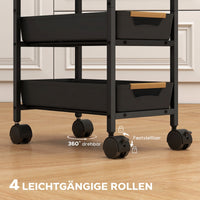 5-traps keukenwagen, houtlook, verrijdbaar, metalen frame, 4 lades, zwart (5)