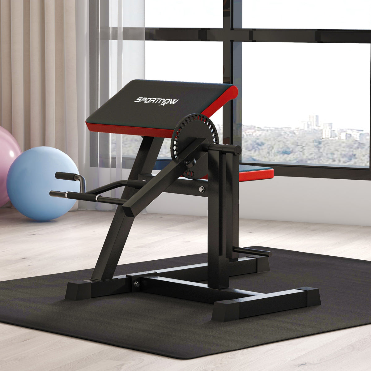 Curlbank & triceps-extension, 5 zitverstellingen, 25 hoeken, staal & kunstleer, zwart (2)