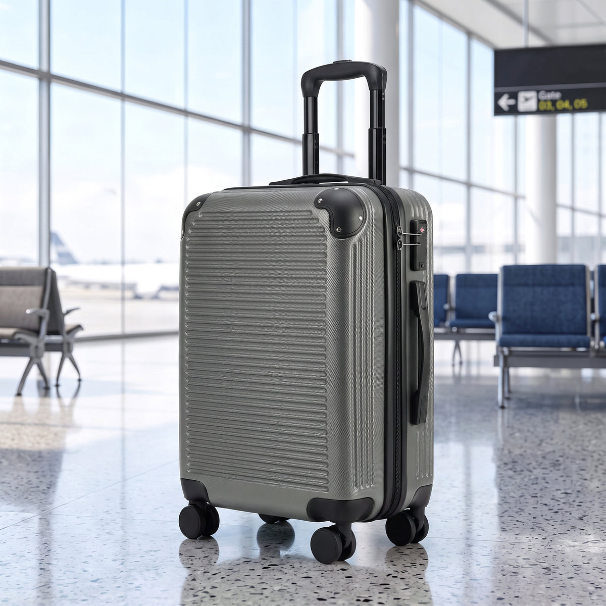 Reiskoffer hardcase uitbreidbaar rolkoffer trolley 4 wielen TSA-slot 77 cm donkergrijs (2)