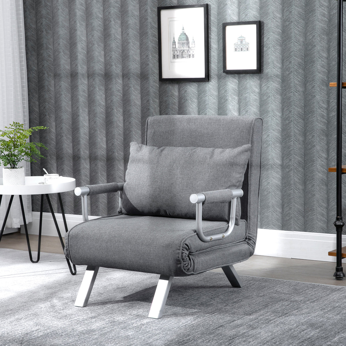 Relaxfauteuil ligfauteuil fauteuil, ligfunctie, logeerbed, 65 cm x 69 cm x 80 cm, grijs (2)