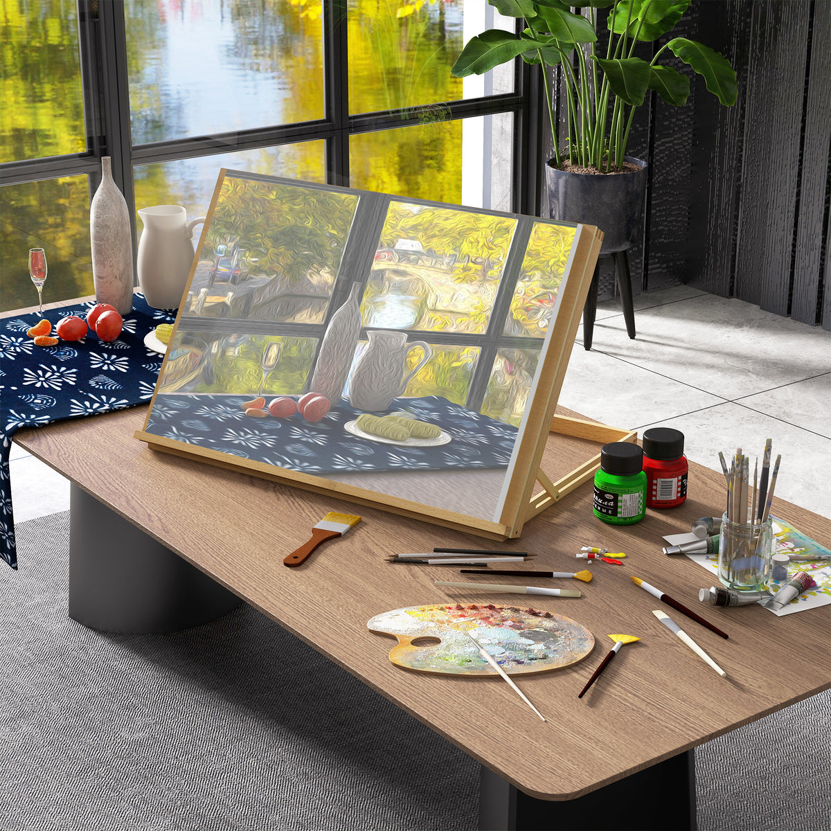 Tafel-ezel inklapbaar 75,8x51cm verstelbaar zitezel van beukenhout (2)