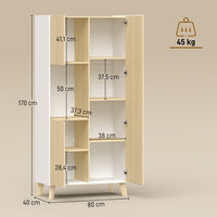 170 cm keukenkast, moderne kast met open vak, verstelbare legplanken, natuurlijke houtlook (3)