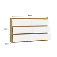 Kommode Malwa M6 120 EICHE ARTISAN WEISS – Produktabbildung 6