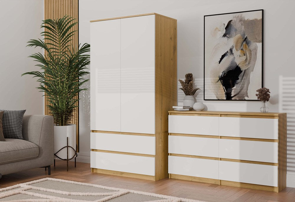 Kommode Malwa M6 120 EICHE ARTISAN WEISS – Produktabbildung 3