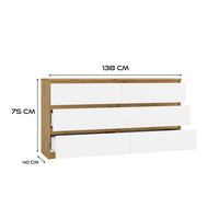 Kommode Malwa M6 140 EICHE ARTISAN WEISS – Produktabbildung 5