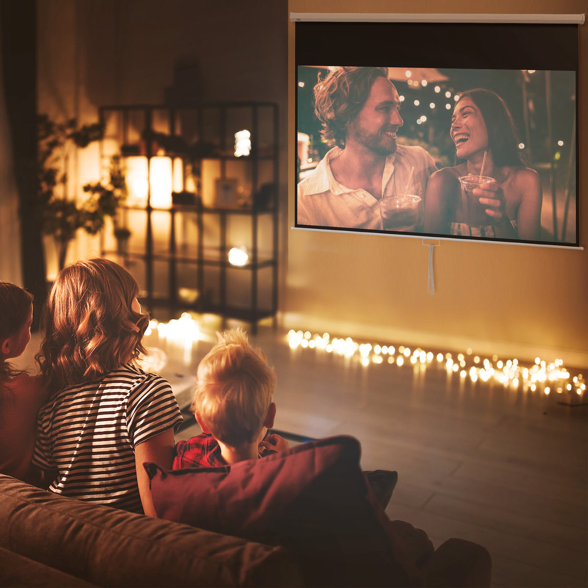 Projectiescherm, 120 inch, 16:9 formaat, wand- of plafondmontage, wit (2)