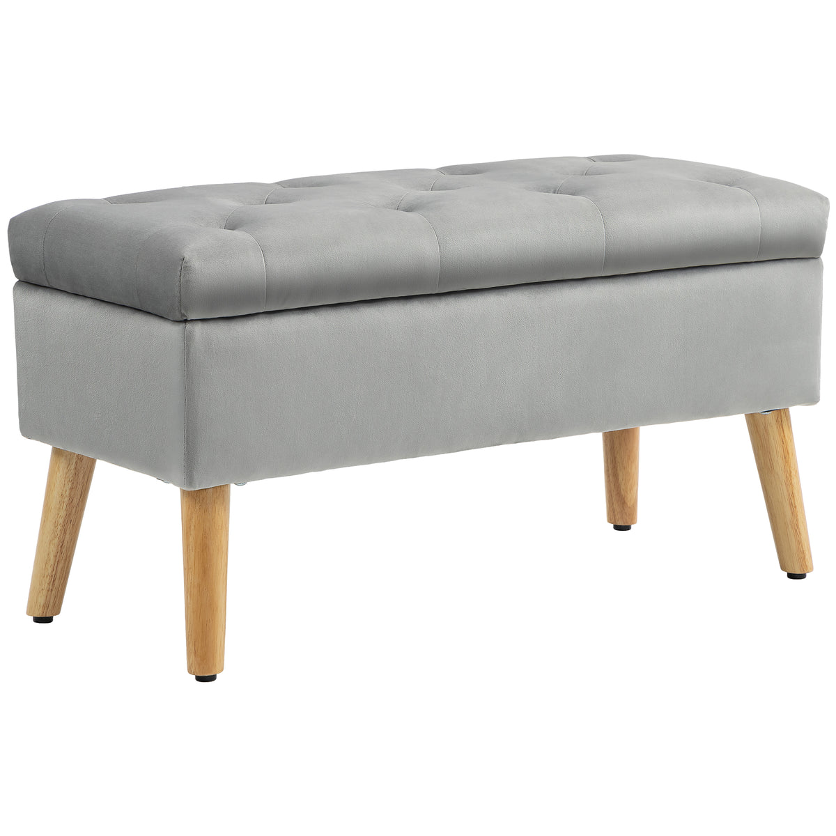 Gestoffeerde bank met opbergruimte, stoffen bekleding in fluweellook, houten poten, voor woonkamer, slaapkamer