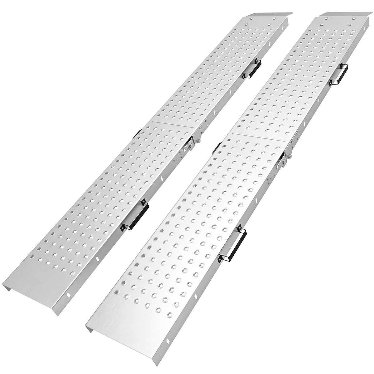 Set van 2 inklapbare oprijplaten van metaal, drempelhulp met handgrepen tot 400 kg, voor banden tot 22,5 cm