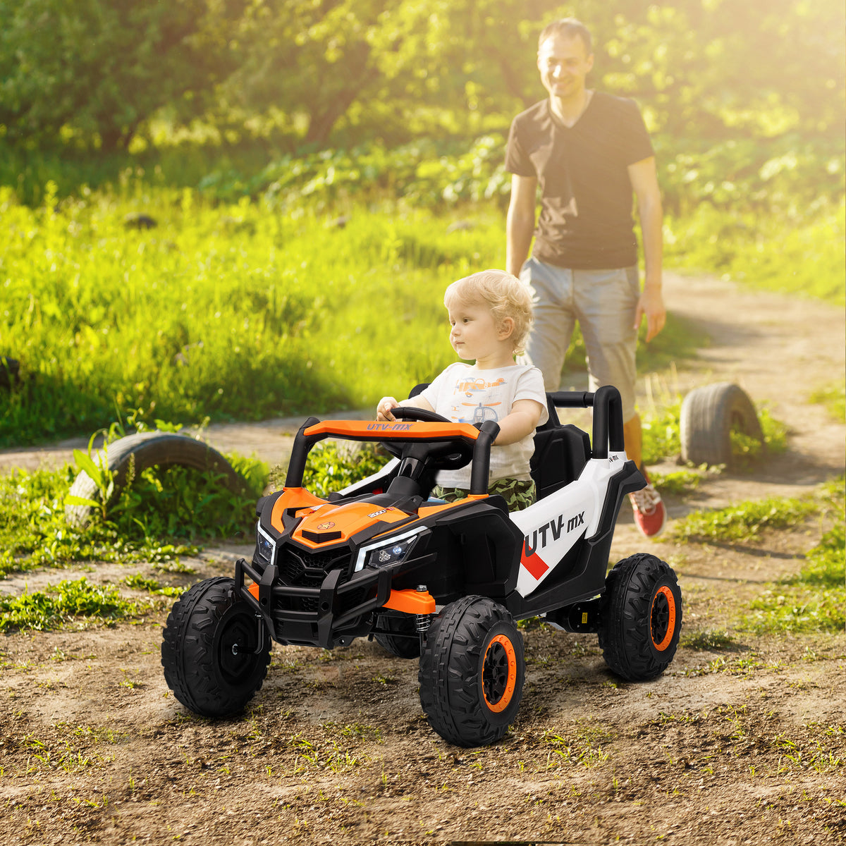 12V elektrische kinderauto, afstandsbedieningsfunctie, veiligheidsgordel, claxon, ledverlichting, USB-poort (2)