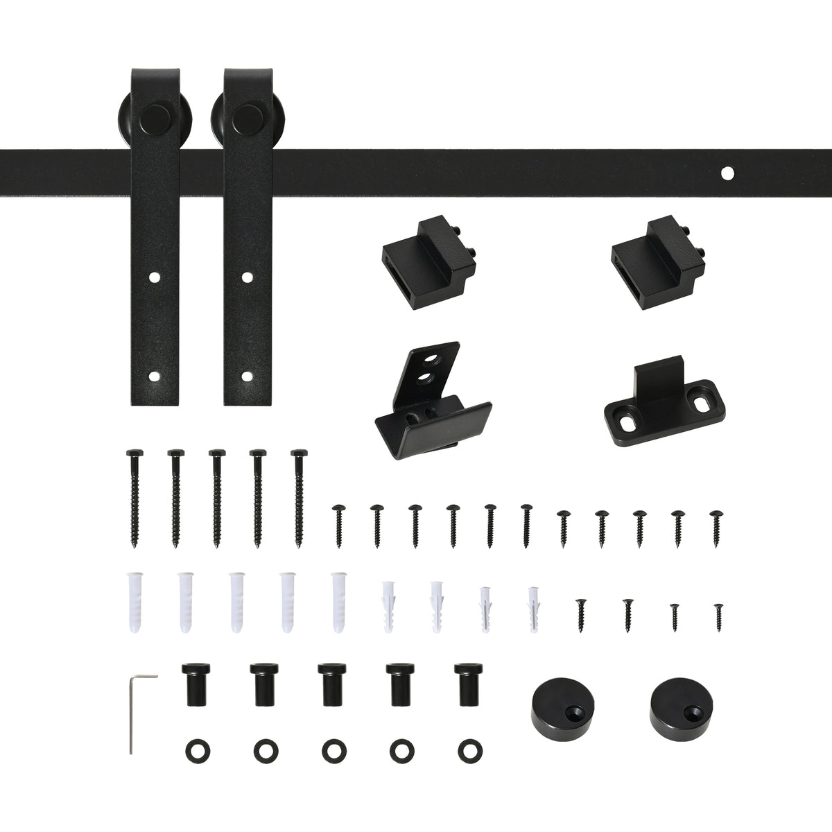 200 cm schuifdeur complete set schuifdeurbeslag met vloergeleider, schuifdeurrail, loopwielen schuifdeursysteem