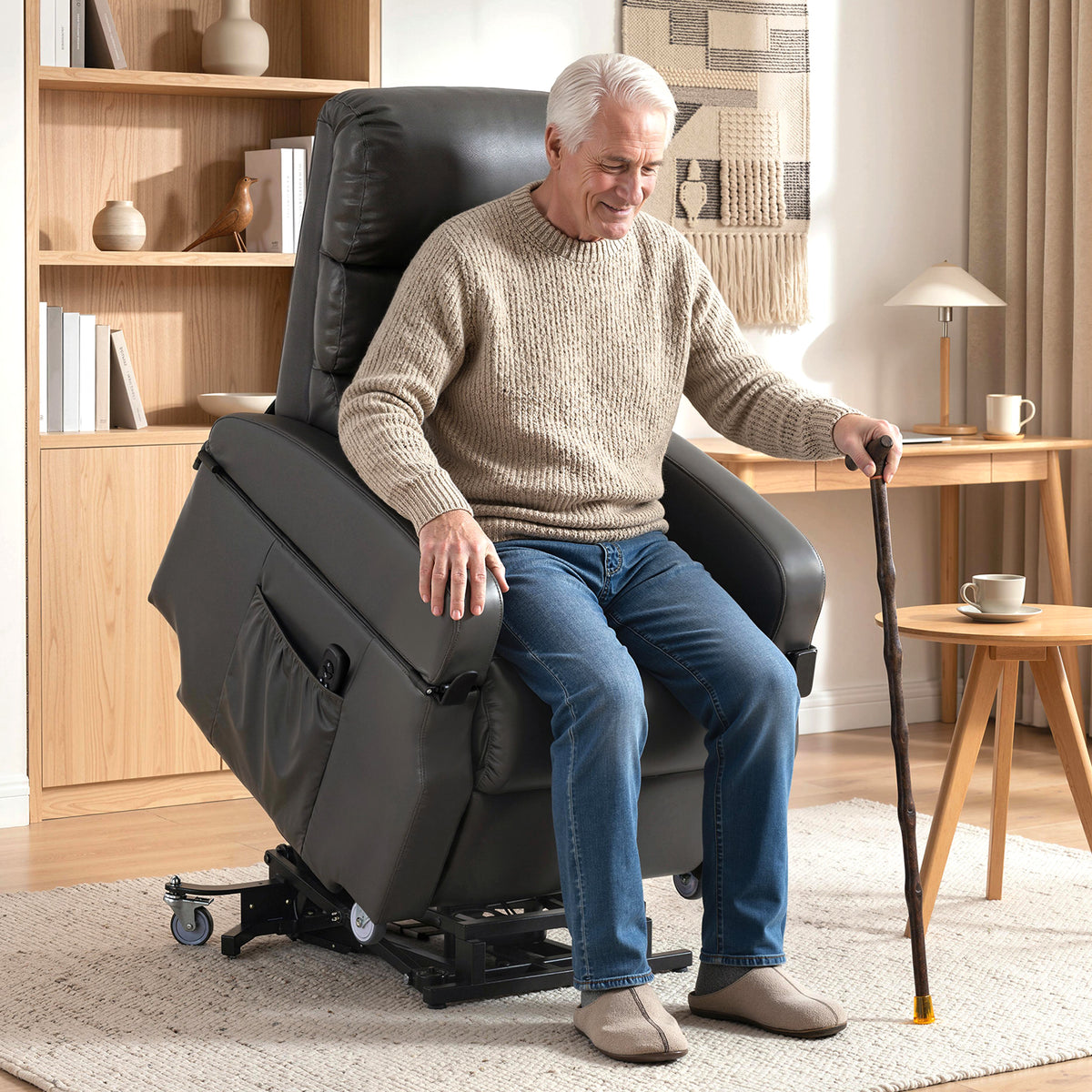Televisiefauteuil met sta-opfunctie Elektrische relaxfauteuil met afstandsbediening, voetensteun, ligfunctie (2)