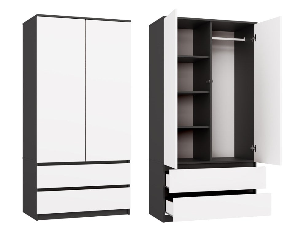 Kleiderschrank Malwa SS-90 ANTHRAZIT WEISS