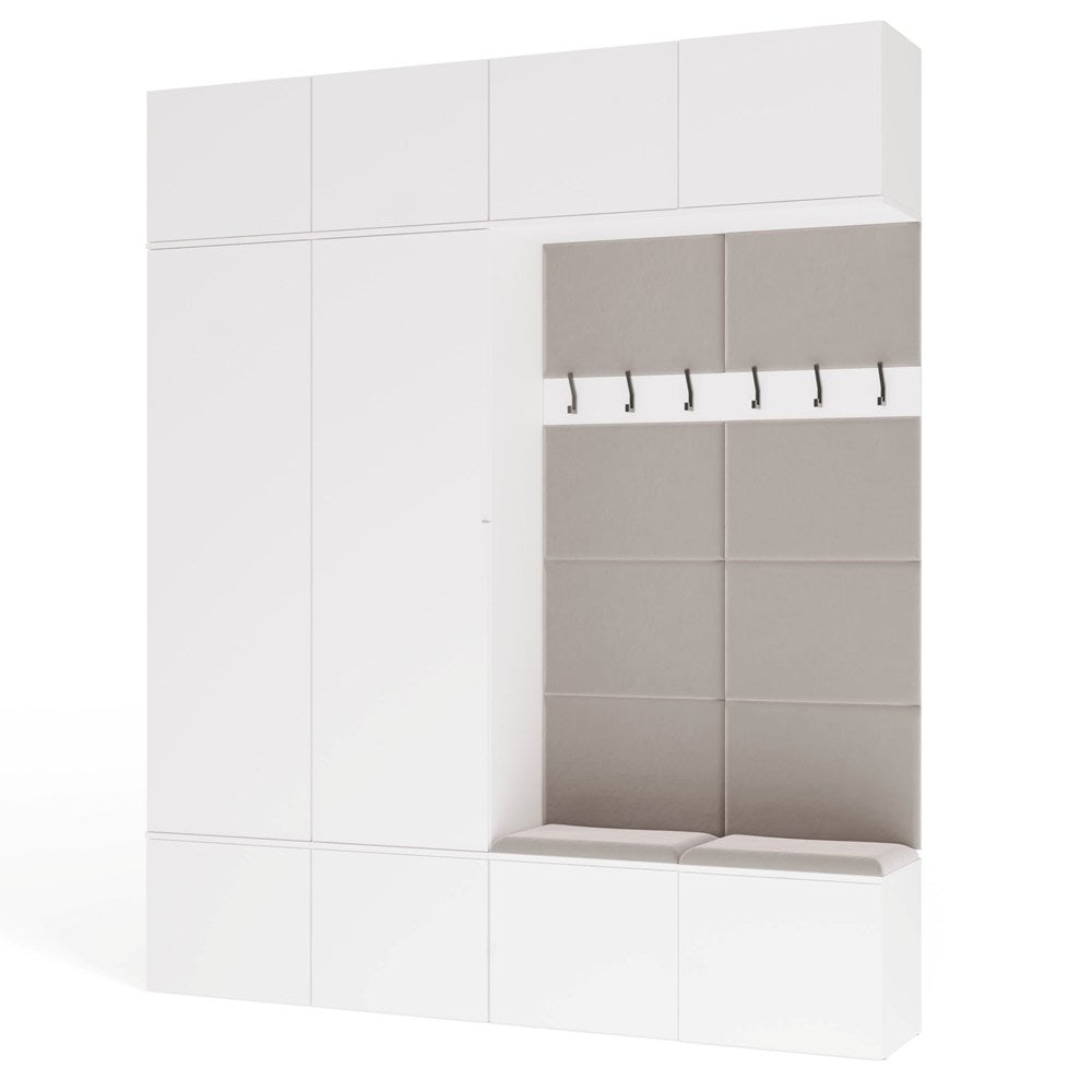 Garderobe HAGA IV 2Sz2W WEISS 2x Schrank + 2x Kleiderpaneel für Flur