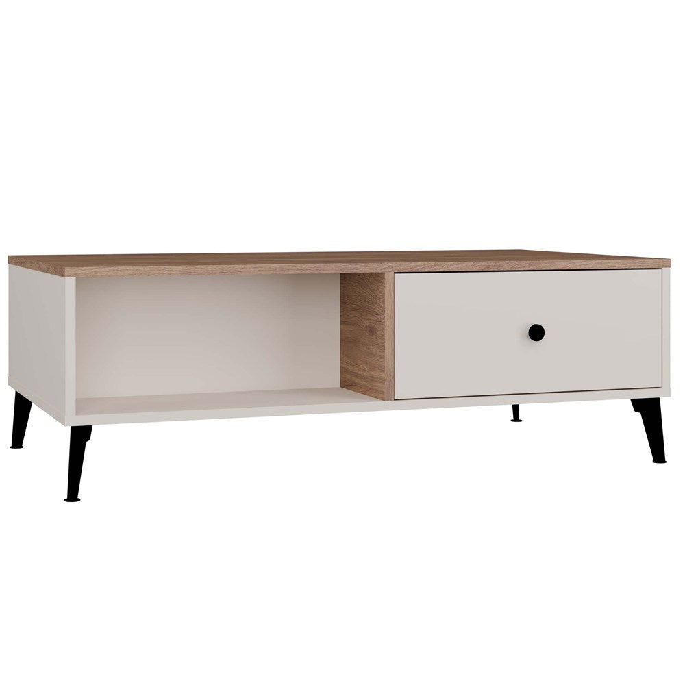 Couchtisch POINT 2S 110 Kaschmir Beige Eiche Castello 2 Schubladen fürs Wohnzimmer