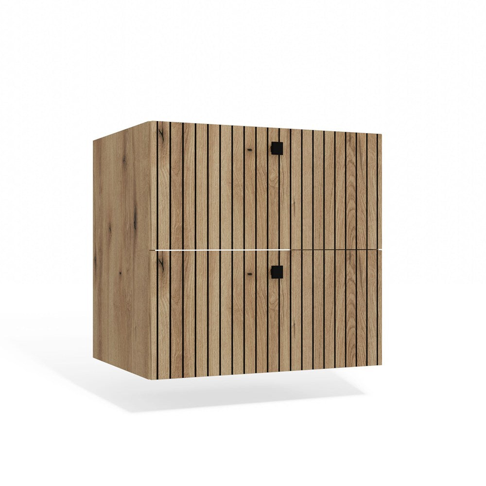 WASCHTISCHUNTERSCHRANK TIGO 60 2S EICHE EVOKE 2 SCHUBLADEN GERILLTE FRONT HÄNGEND