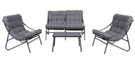 4-teiliges Gartenmöbelset VIBE Sessel Sofa Tisch GRAU
