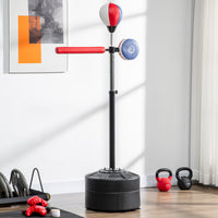 Bokspaal, in hoogte verstelbaar, reflexstang, trapkussen, speedball, vulbare voet, 80,5 x 48 x 163-205 cm (10)