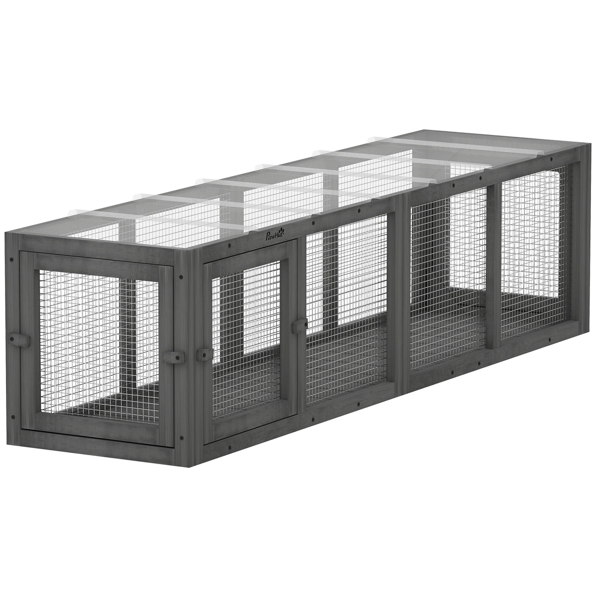 Kattentunnel kattenspeelgoed van hout met 3 deuren, uitbreidbare speeltunnel voor katten tot 10 kg, 151,5 x 38,5