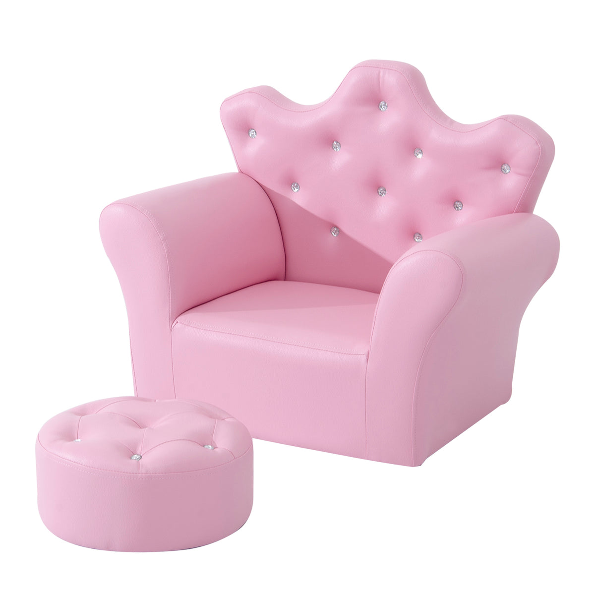 Kindersofa met voetenbank, kinderbank prinsessen kinderbank minibank voor knuffelhoek, kinderkamer, speelkamer