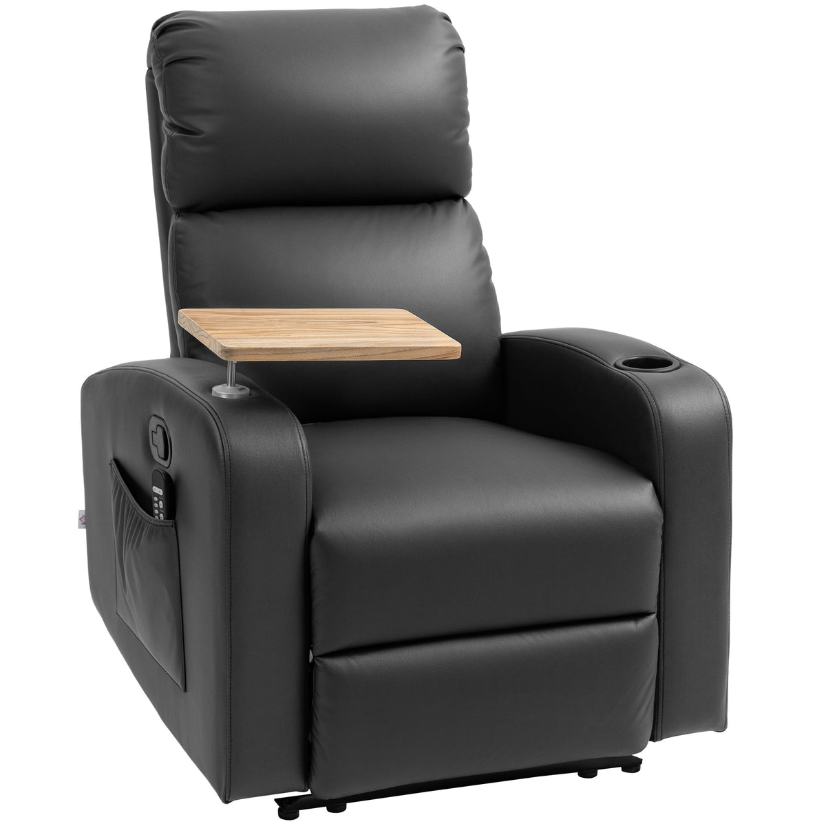 Massagestoel relaxfauteuil ligstoel, 1 klaptafel, 1 voetensteun; 77 cm x 93 cm x 105 cm, zwart