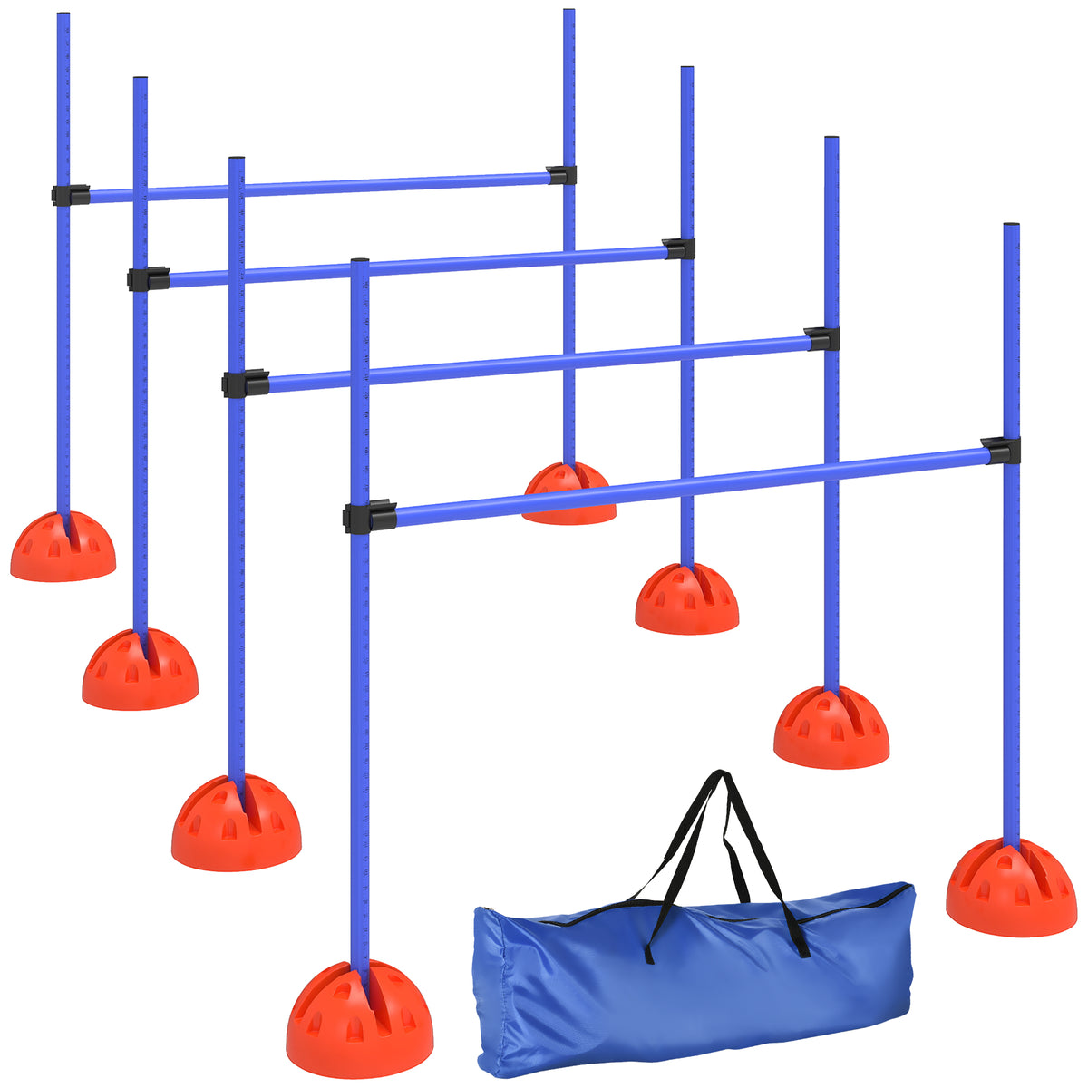 4-delige honden-agilityset met 4 hindernissen en draagtas voor springtraining, blauw