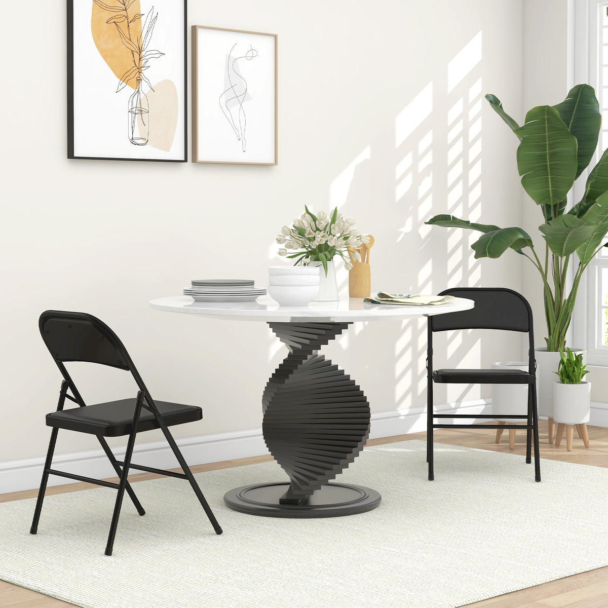 Set van 2 klapstoelen, draagbare bureaustoelen, metalen poten, klapstoel voor kantoor, receptie, wachtkamer (2)
