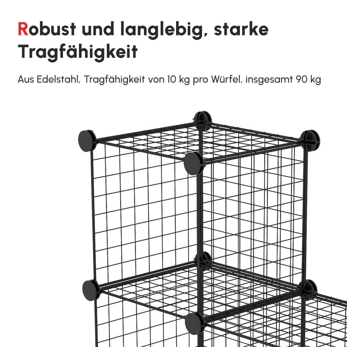 Steekstelling, kubuskast, schoenenrek, 9 kubussen, modulair ontwerp, staal, zwart, 35 x 35 x 35 cm per kubus (9)