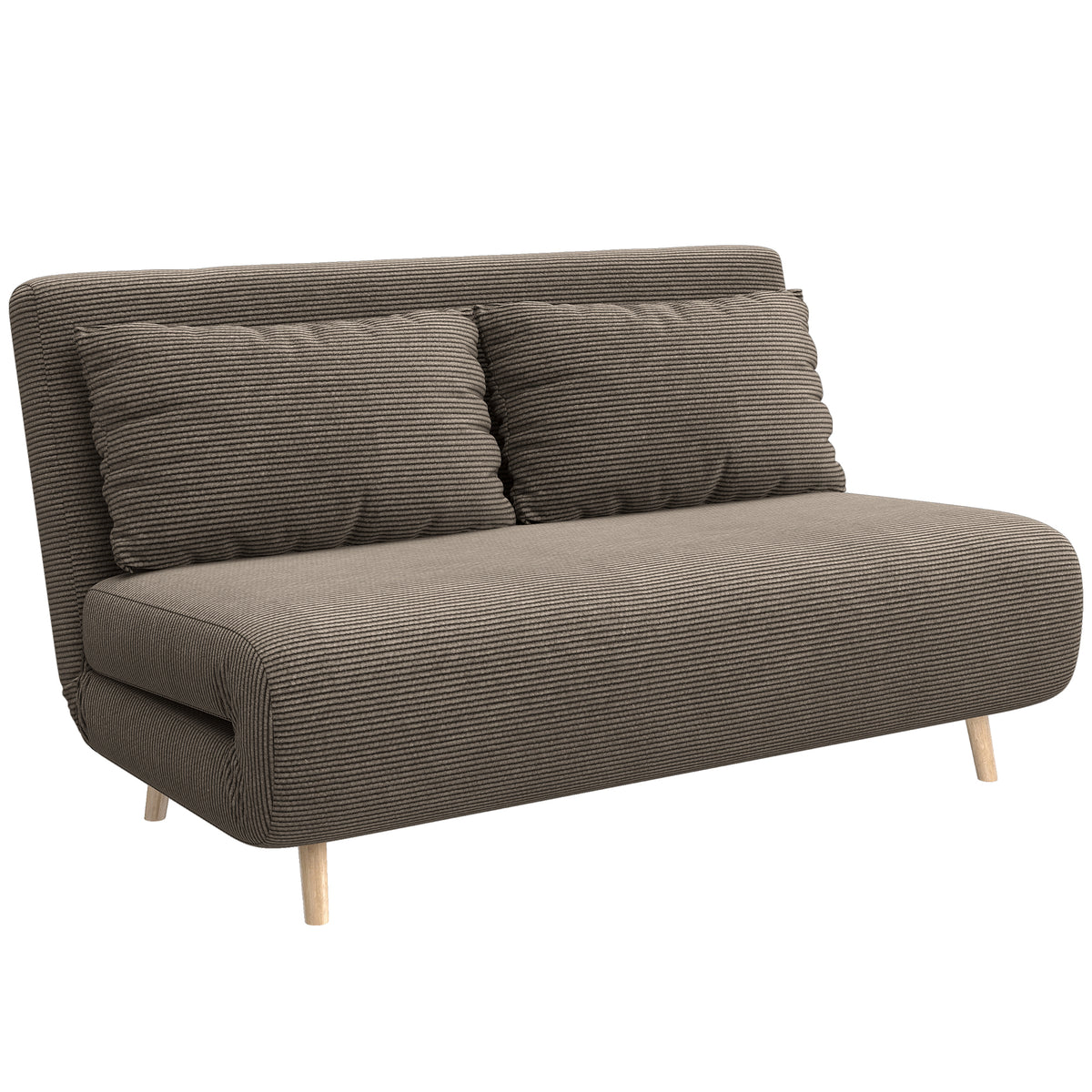 Slaapbank, logeerbed, 3-voudig verstelbare rugleuning, ribstoflook, tot 120 kg, 141 x 90 x 81 cm, donkerbruin