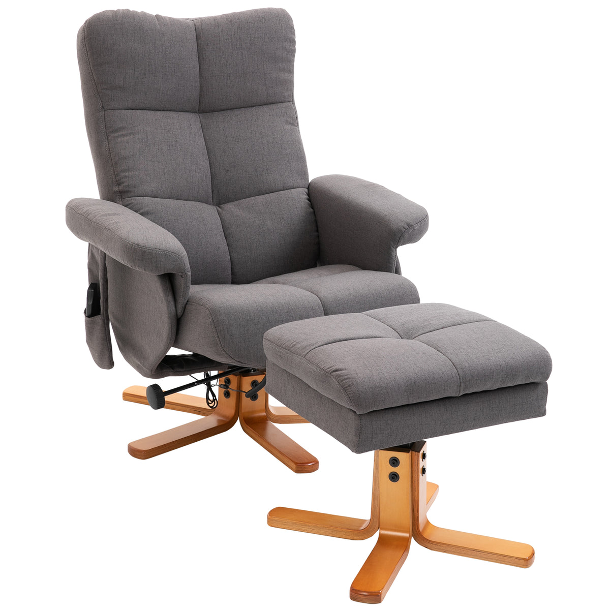 Relaxfauteuil met voetenbank, opbergruimte, elektrische massagestoel met ligfunctie, draaibare tv-stoel met