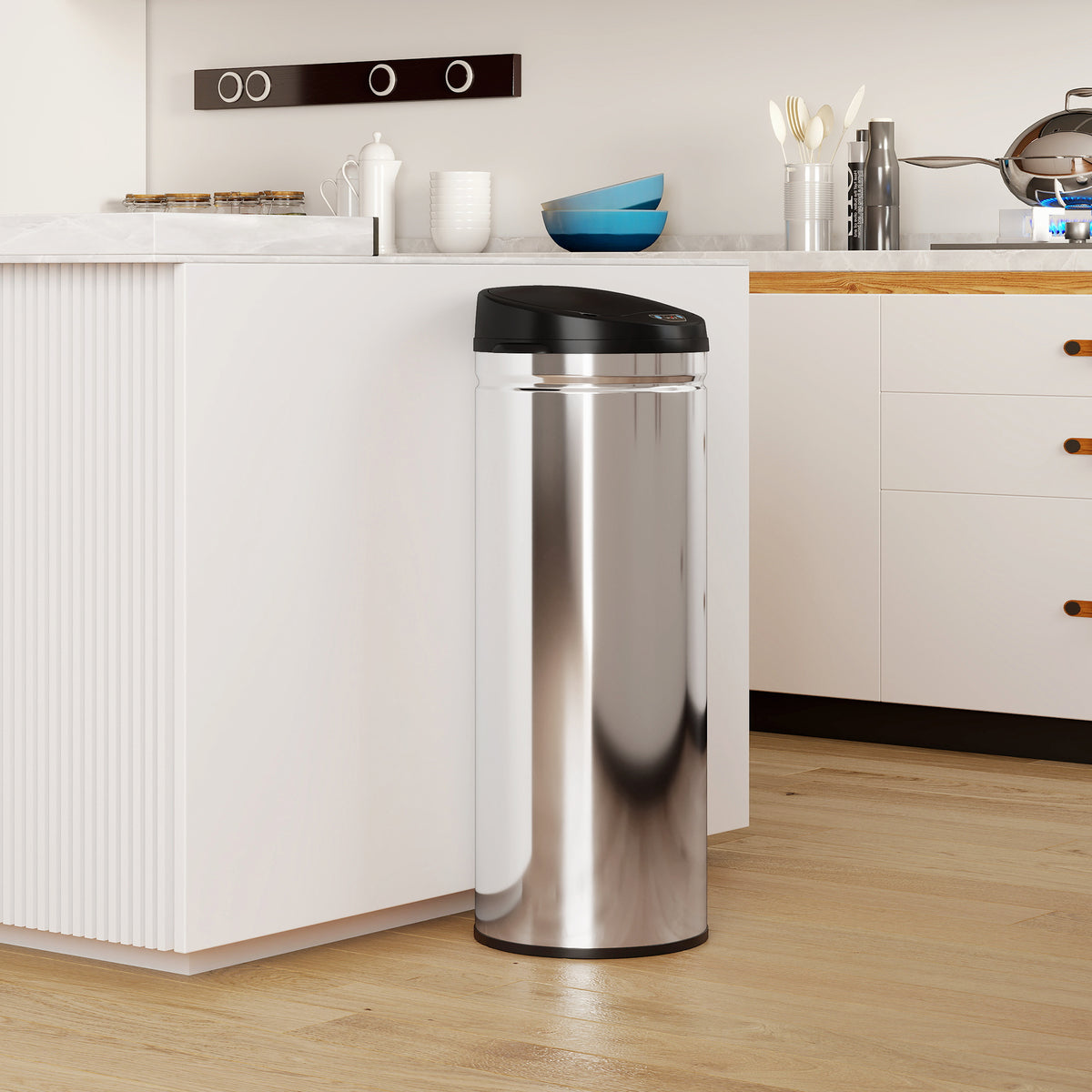 50 liter sensor-afvalemmer met soft-close-functie, contactloze afvalbak van roestvrij staal voor hygiënische (2)