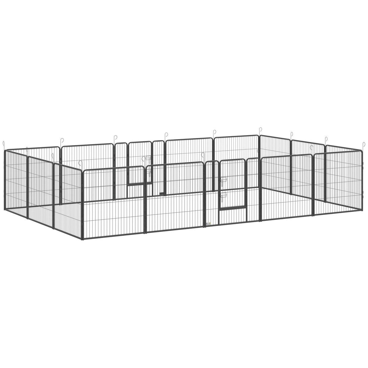 Puppyren, 16-delige inklapbare puppyren met deur voor kleine, middelgrote honden, 3,2 x 3,2 x 0,8 m, grijs