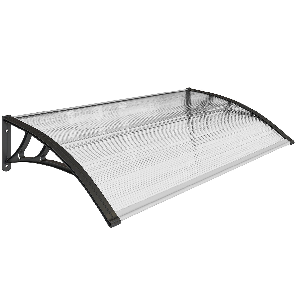 Luifel voor voordeur/raam, weerbestendig, transparant, aluminium verbindingsstangen/polycarbonaat, 110 x 60 x 18
