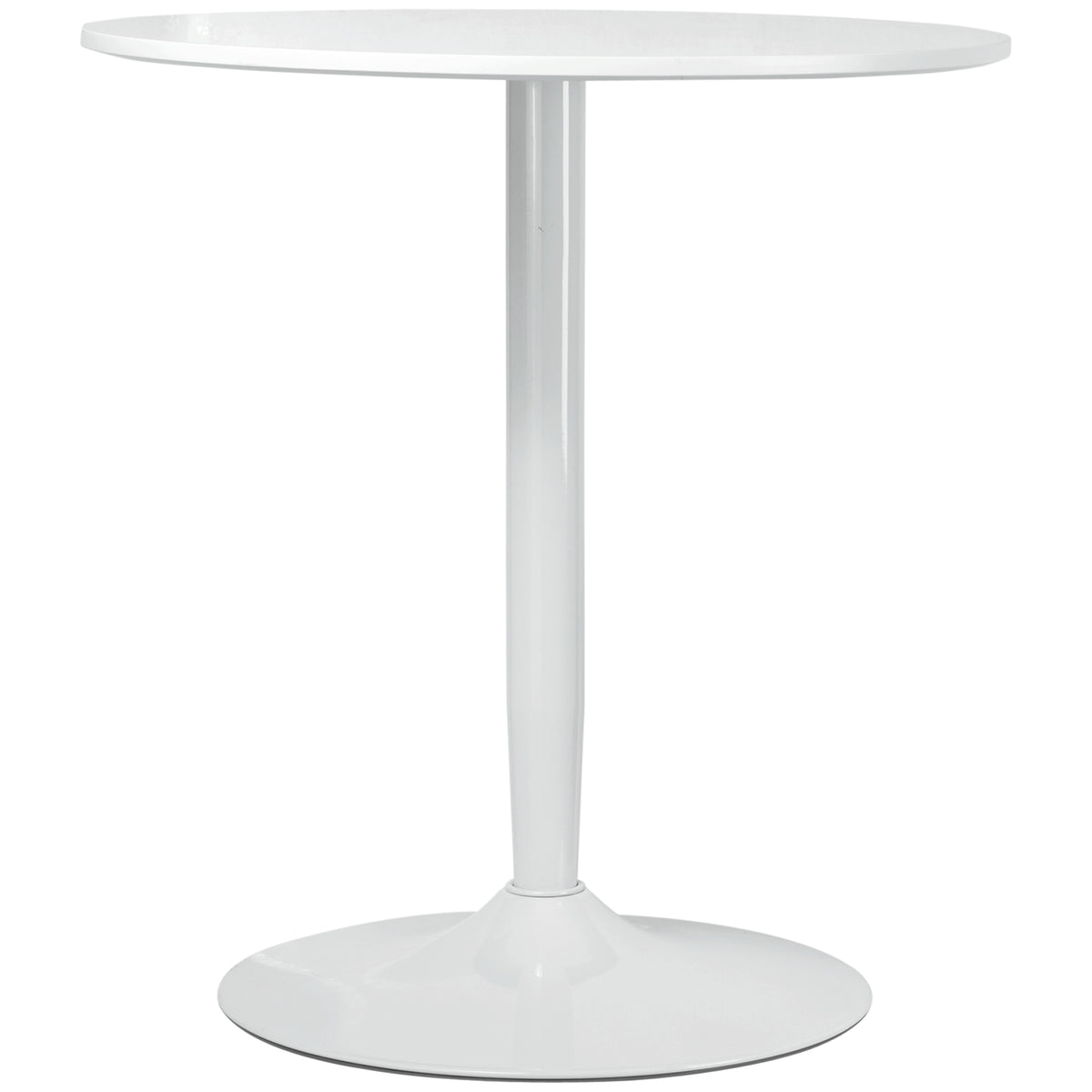 Eettafel voor 2 personen, rond tafelblad, stalen poot, wit, 70 x 70 x 75 cm