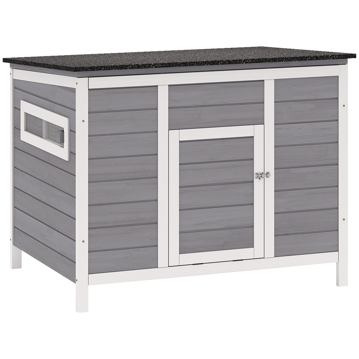 Eendenhok weerbestendig eendenhuis van hout met uitneembare bodem schuifraam opklapbaar asfalt dak 93x70x72cm