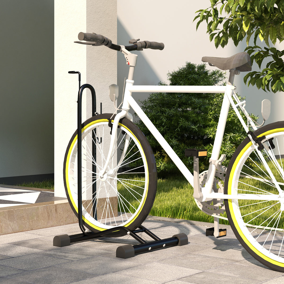 Fietsstandaard, verticaal/horizontaal, voor 24-29", 700c, 41 x 41 x 76-121cm, staal, zwart (2)