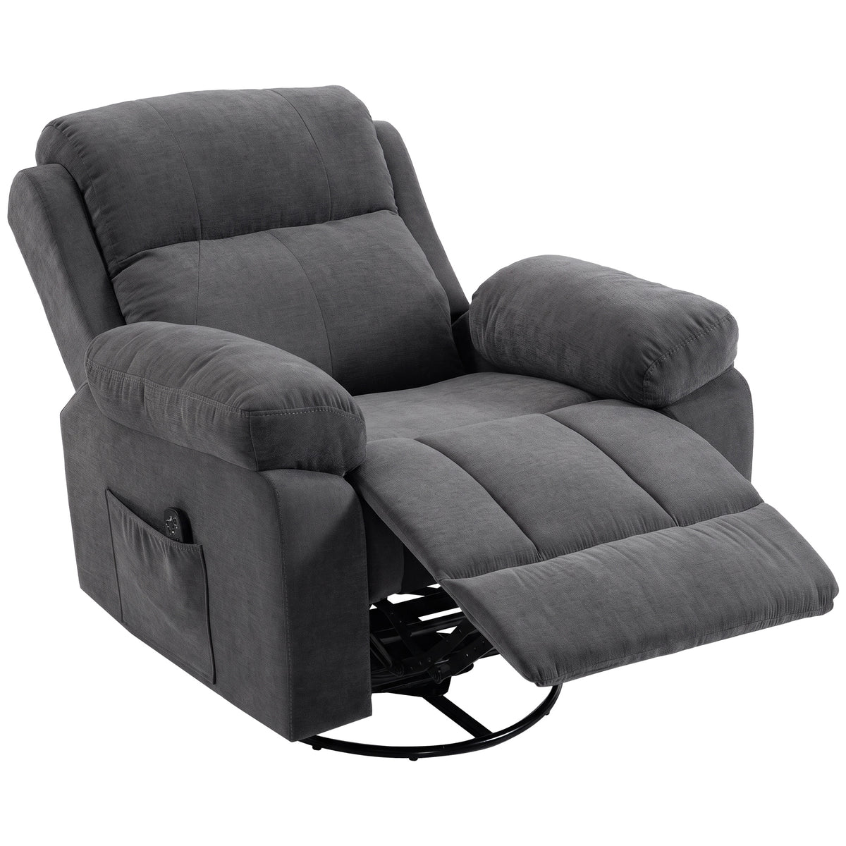 Relaxfauteuil tv-fauteuil 360° draaibare massagestoel met warmte, massage, chenille-look, donkergrijs