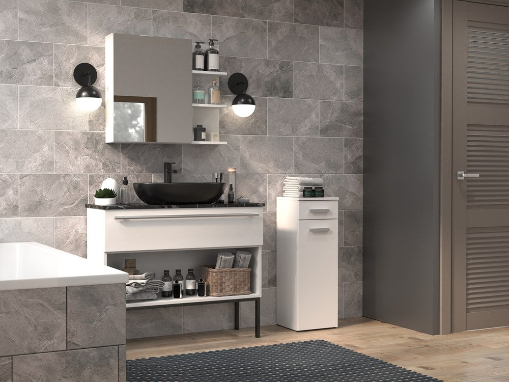 Badezimmer-Hochschrank Nel V DS WEISS – Produktabbildung 2
