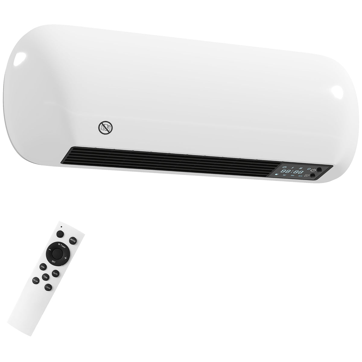 Wand-keramische kachel 2000W wandverwarming met ventilator, 2 vermogensstanden, LED-display, thermostaat, wit