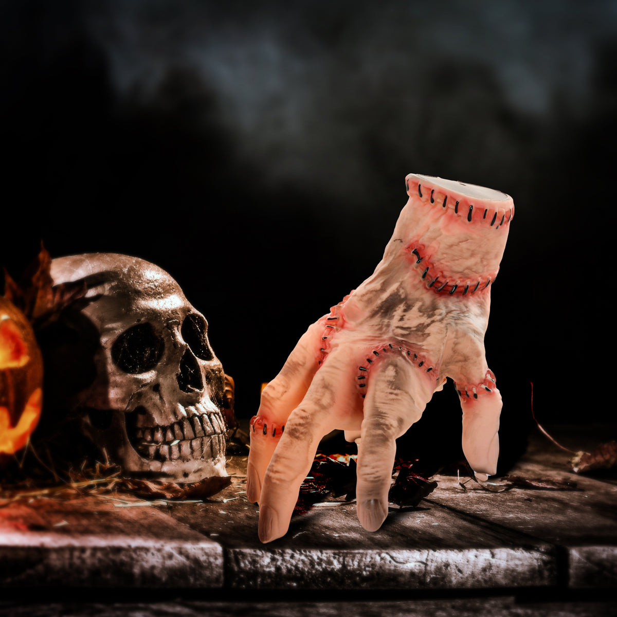 Horrorhand, Halloweendecoratie, geactiveerd door geluid/aanraking, beweegbaar, geluid (2)