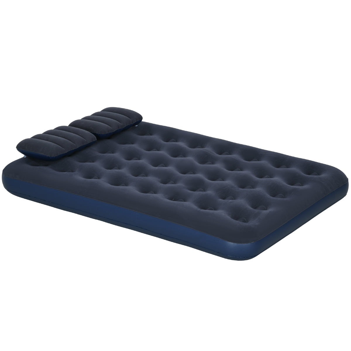 Luchtbed voor 2 personen, met handpomp, zacht & robuust, 203x152x22cm, blauw